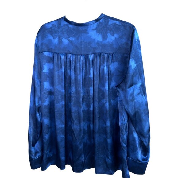 Vince Winter Tie Dye Silk Blouse In Hydra, Navy, Size 14 NWT $345 - Picture 3 of 11